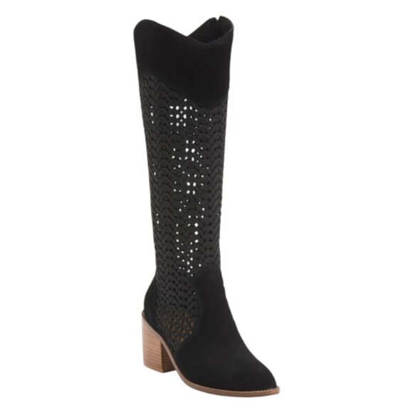 KELSI DAGGER Leather Echo Crochet High Shaft Boots